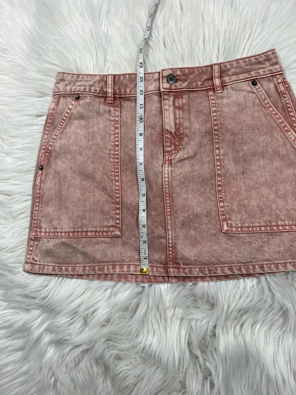 Michael Kors Garment Dyed Rose Denim Mini Skirt